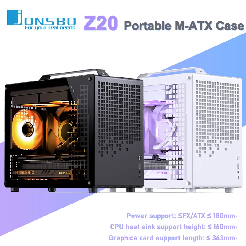 JONSBO Z20 Prenosný počítačový prípad MATX MINI-ITX SPOLOČNOSŤ SFX/ATX napájací zdroj typu C GEN2 20L MINI Desktop Case