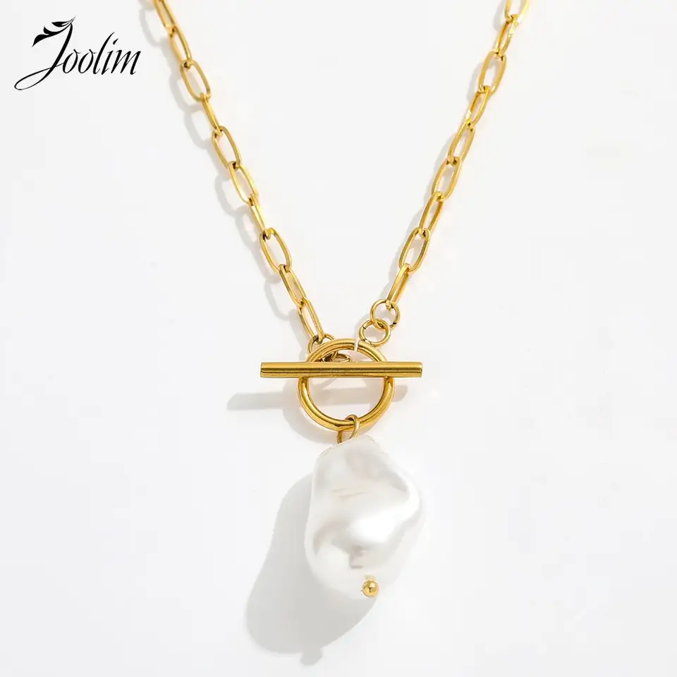 Joolim šperky High End PVD Veľkoobchod nekreslíce barokové perly Pendant Tohggle Pin Link reťaz z nehrdzavejúcej ocele pre ženy