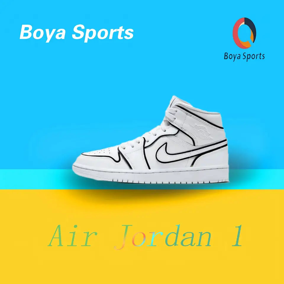 Jordan Air Jordan 1 Mid SE Atletický pohodlie stredne horná čierna a biela retro doska topánky