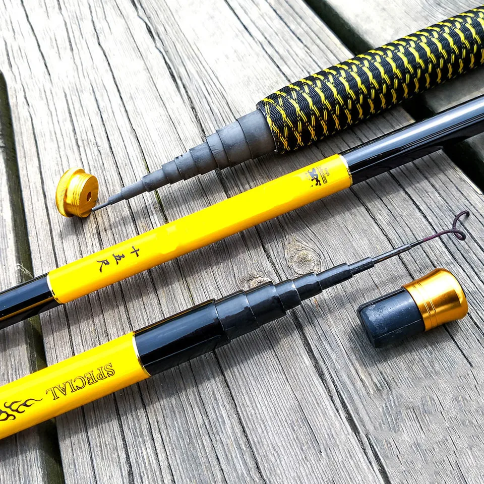 Josby Sladká voda Vysoko kvalitný teleskopický potok rybárske prúty 2,7 ​​m-7,2 m ultralight FBR uhlíkové vlákno prenosné tvrdé pól kapra pesca