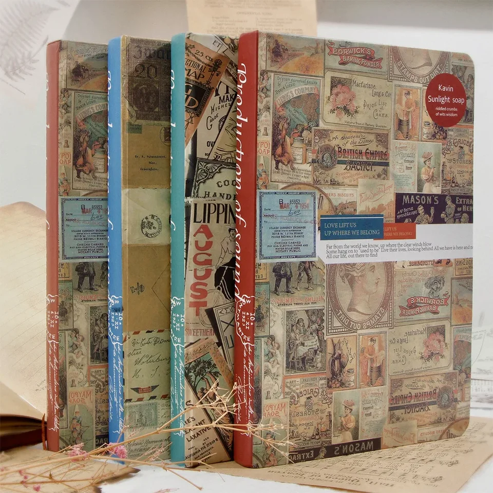 JourNAMM 100Sheets/Book Vintage Style Scrapbooking A5 Notebook Kraft Paper Collage Junk Journal Estetics Flower Craft Notebook