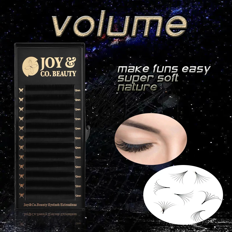 Joyco C/D 12Rows Mink Hair Rihes predlžovanie matné čierne nadýchané hodvábne predĺženie rias pre kozmetický make -up