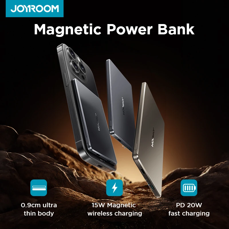 Joyroom 9 mm super tenká 20W 5000 mAh Wireless Power Bank Magnetické prenosné prenosné rýchle nabíjanie Externá batéria pre iPhone 15/14/12/12