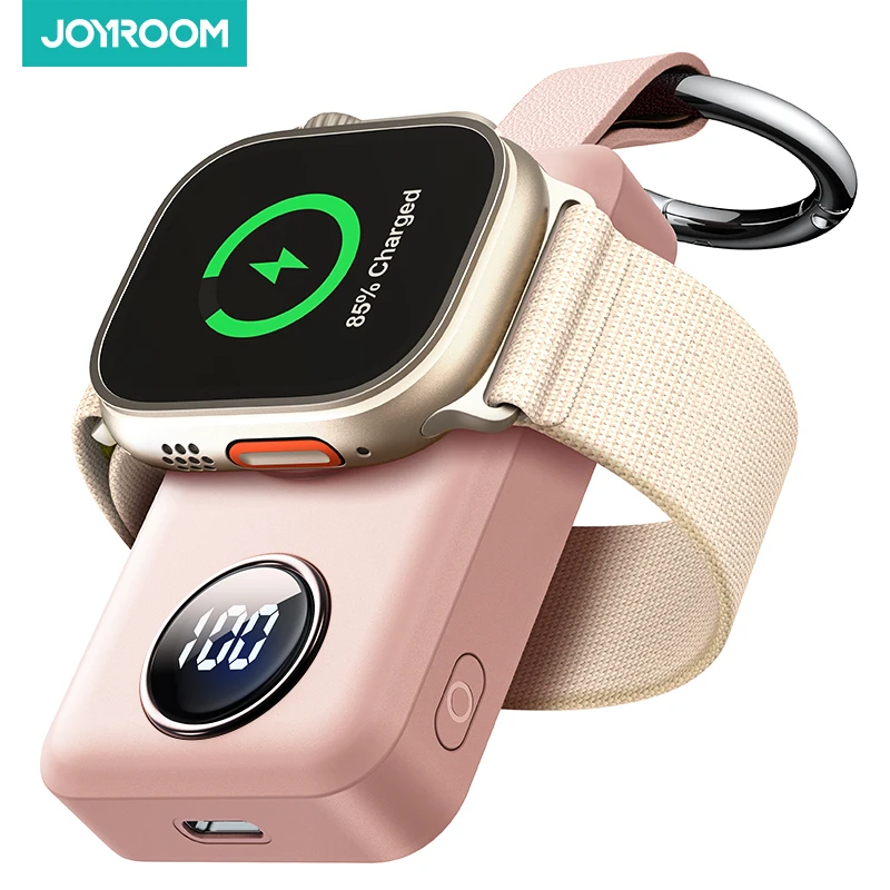 Joyroom Pink Prenosná bezdrôtová nabíjačka pre Apple Watch Series 8/Ultra/7/6/5/4/3/2/SE 2000MAH