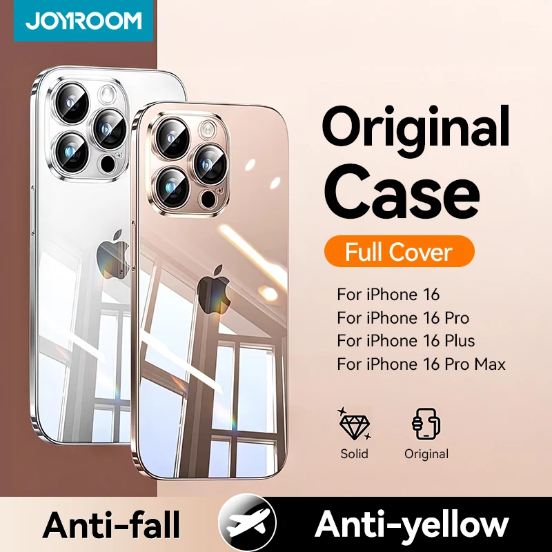 Joyroom pre iPhone 16 Pro Max Transparentné puzdro PC puzdro Crystal PC Proti-žltý kryt ochrany šošoviek pre iPhone 16 Pro Max Case