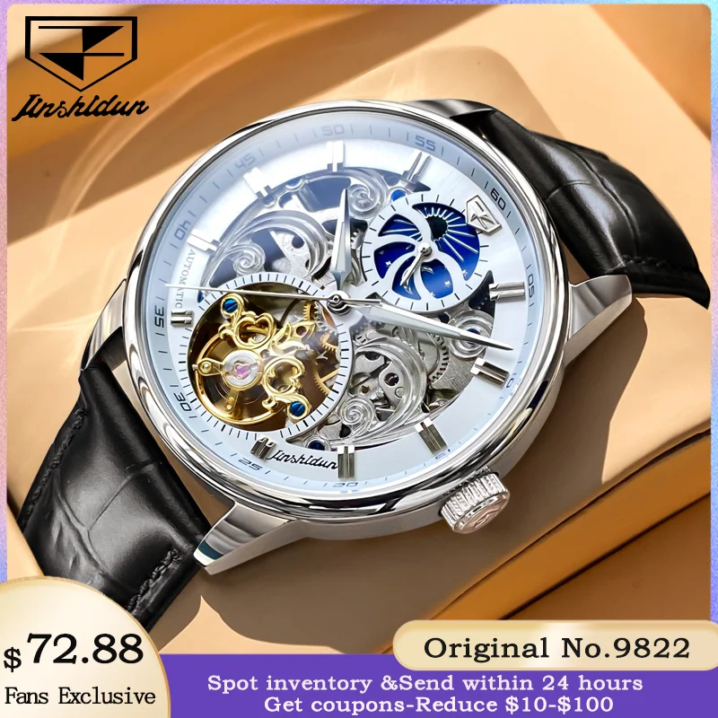 JSDUN 8922 Luxusné dutiny Plne automatické mechanické hodinky Classic Business Witerploor Svetel Trendy Brand Men Watch