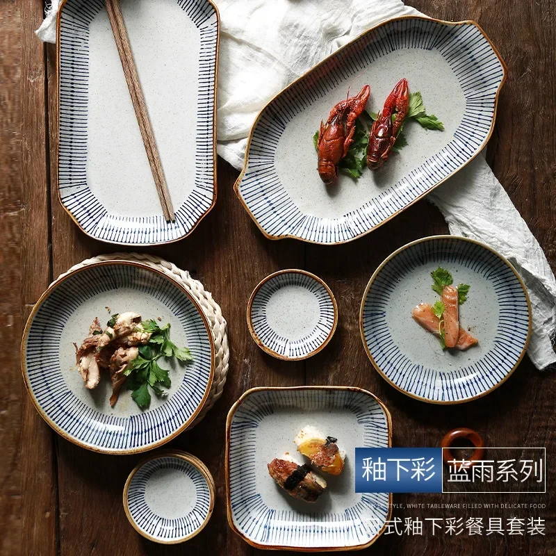 Juego Vajilla Combinación Plato y Plato creativo cerámica japonesa lingao