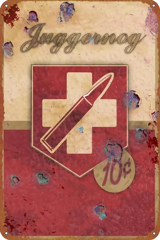 Juggernog Perk voda fľaša sóda sóda retro kovové znamienko Vintage cínová značka pre kaviareň Domáca stena dekor 12 x 8 palcov