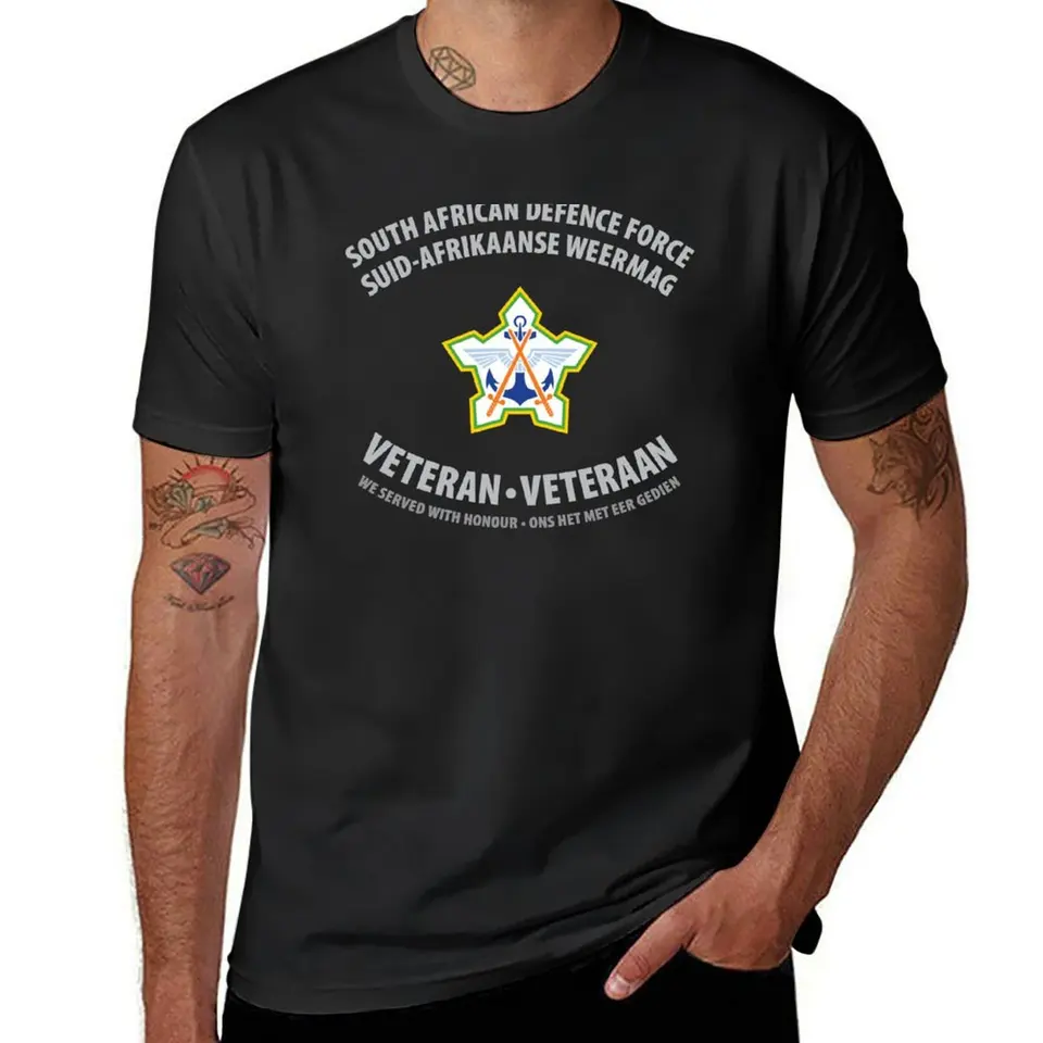 Juhoafrický veterán obranných síl (šedý text) Tričko letné top Funnys Tričko mužov
