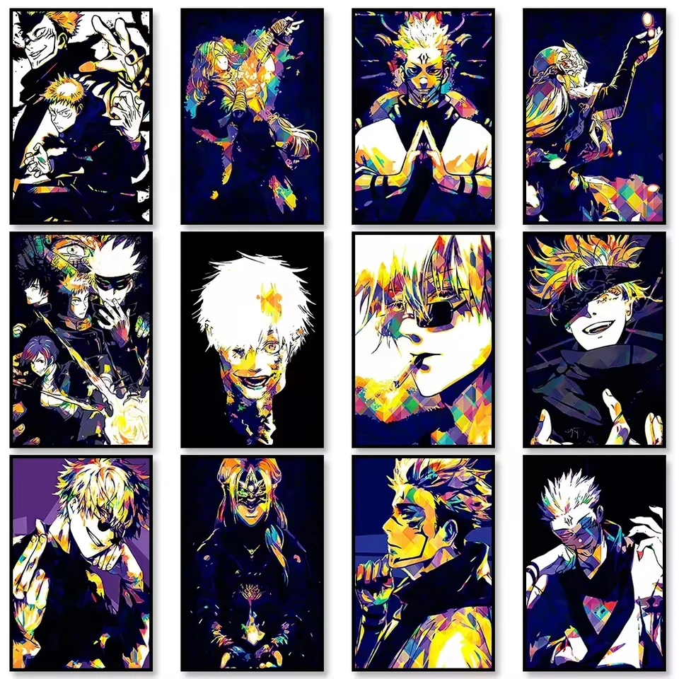 Jujutsu Kaisen Anime Canvas plagát gojo satora postava dekorácia maľba detské izby maľby