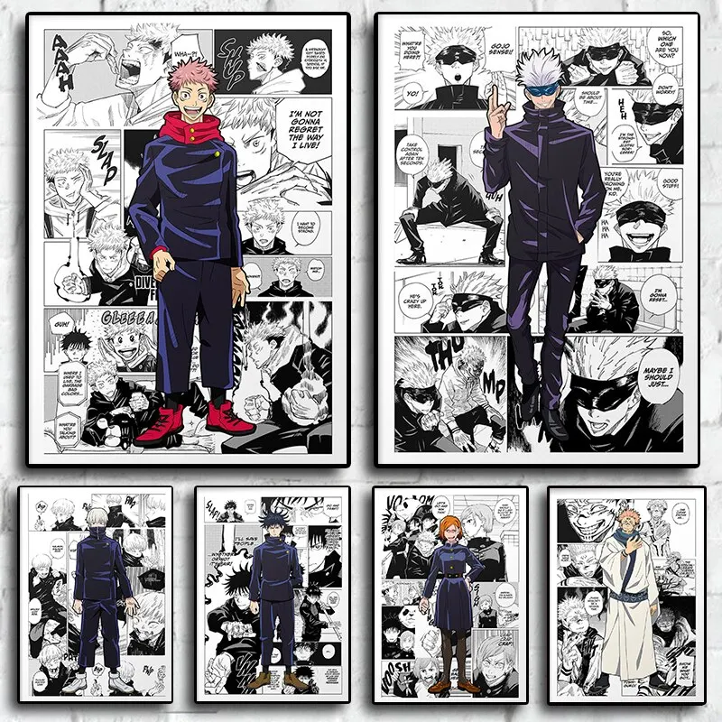 Jujutsu Kaisen Anime Canvas Tlač Manga Wall Art plagát pre obývaciu izbu Domovod