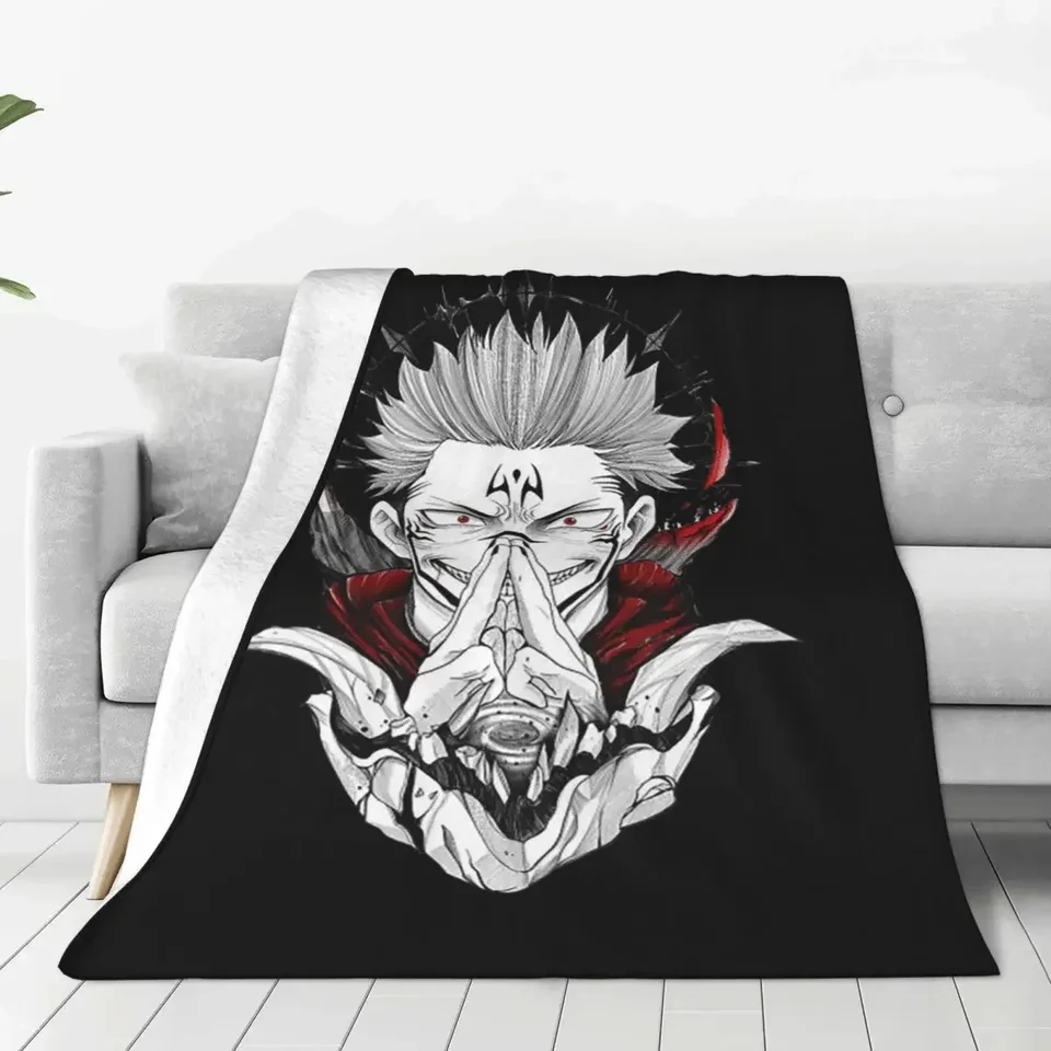 JUJUTSU Kaisen Sukuna prikrývka anime manga flanel Funny Warm Throw prikrývky na zimu Coverlet Winter