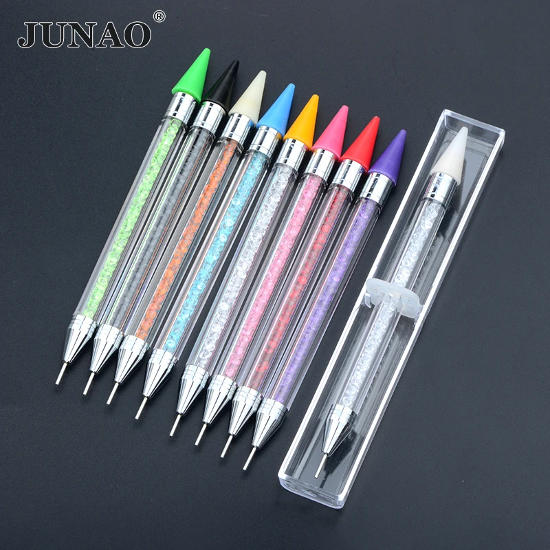 JUNAO DIY Point RHINESTONE Nástroje akrylové kovové bodkarné vosk vosk na pečenie GEM Picker Picker Crystal Picking na nechty