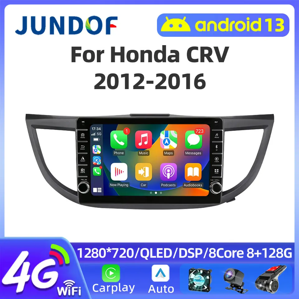 Jundof 4G Android 2 DIN Car Aut Radio pre Honda CRV 2012-2016 multimediálny video prehrávač CARPLAY GPS Navigation Audio Head Unit Stereo