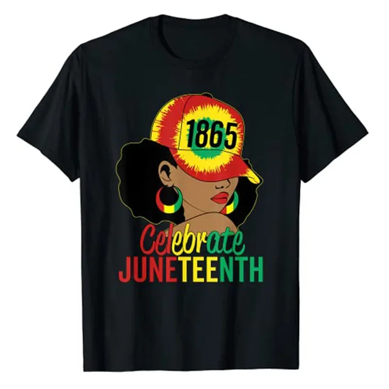 Juneenth 1865 Oslávte Deň slobody Africké americké ženy Tričko Čierne History Mesiac Grafické odpalisko Top Afro Queen Houd Outfit