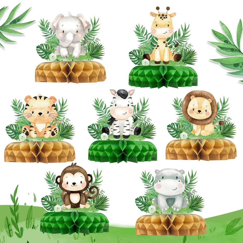 Jungle Animal Party Paper Honeycomb Všetko najlepšie k narodeninám Detská dekorácia Kids Woodland Safari Narodeninová oslava pre bábätká