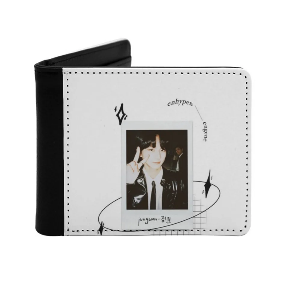 Jungwon Short Men's Wallets Držiteľ kreditnej karty retro peňaženka mužská kožená peňaženka Engene batoh Jungwon Jay Niki Sunghoon