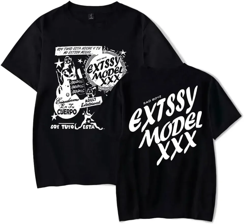 Junior H Las Flores Tee Sad Boyz Tour Merch Tlač mužských tričiek Summer Ženy muž móda Príležitostné príležitostné rukávy bavlnené topánky Tee