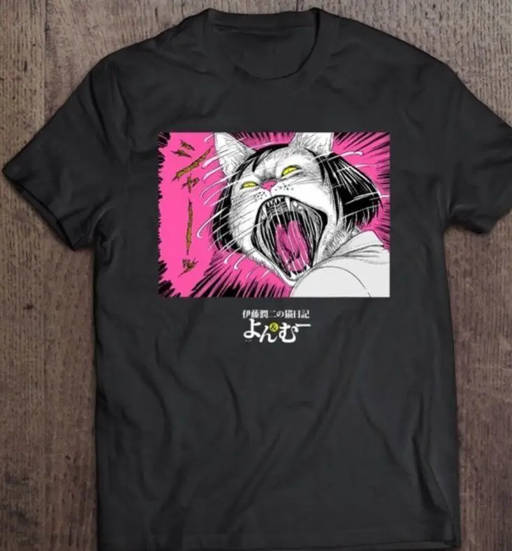 Junji Ito Cat Lady roztomilý anime manga bavlna s krátkym rukávom tričko