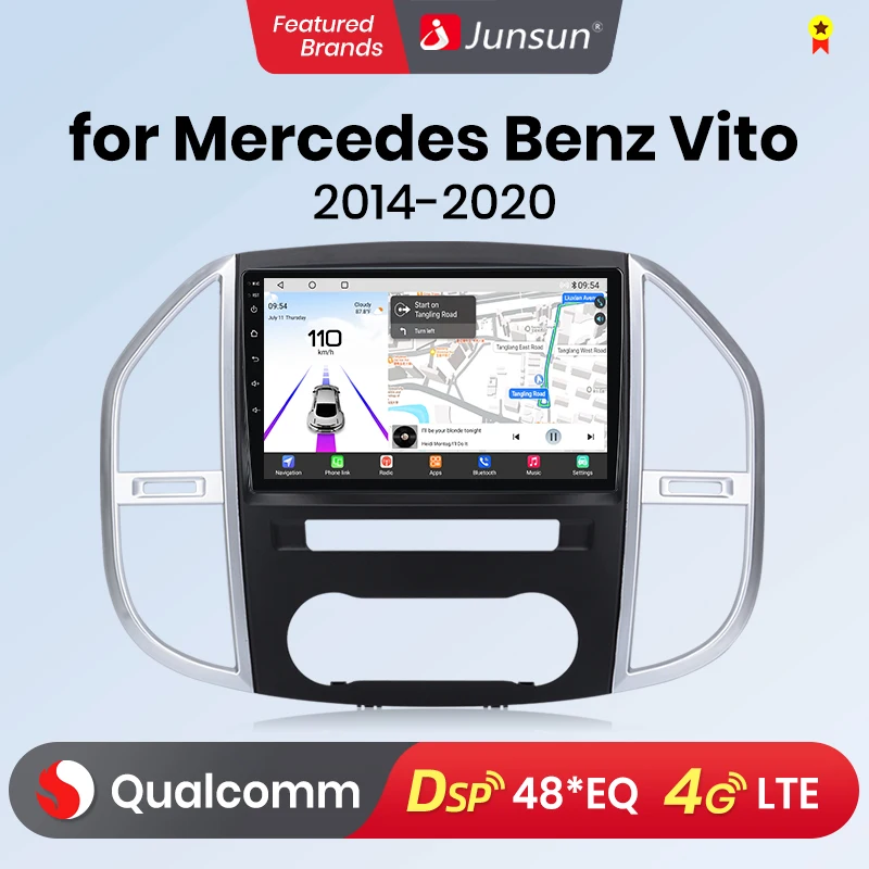 Junsun Qualcomm Chip 8-Core Android13 Cardio pre Mercedes Benz Vito W447 Wireless CarPlay Autoradio Stereo Screenia Multimedia