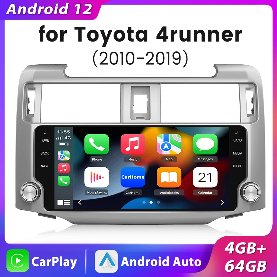 Junsun Wireless CarPlay pre Apple Autoradio pre Toyota 4Runner 2010-2021 Automobilie Stereo Multimedia Android Auto GPS hlava hlava