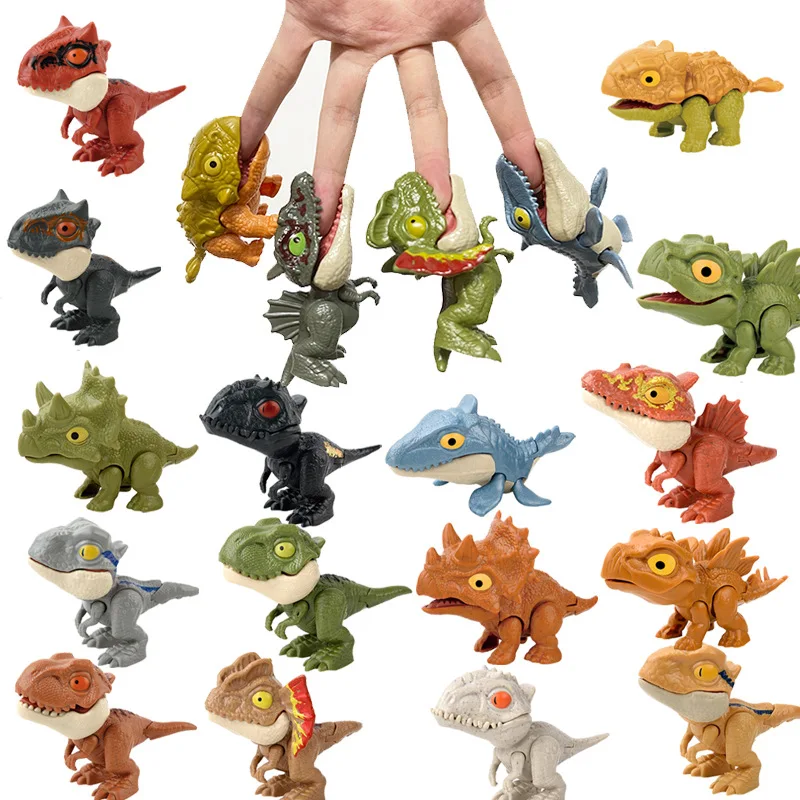 Jurassic Finger Dinosaur Triceratops Tyrannosaurus Model hračky pre deti kreatívne hrýznutie prstom Dinosaurus Interaktívny darček pre hračky
