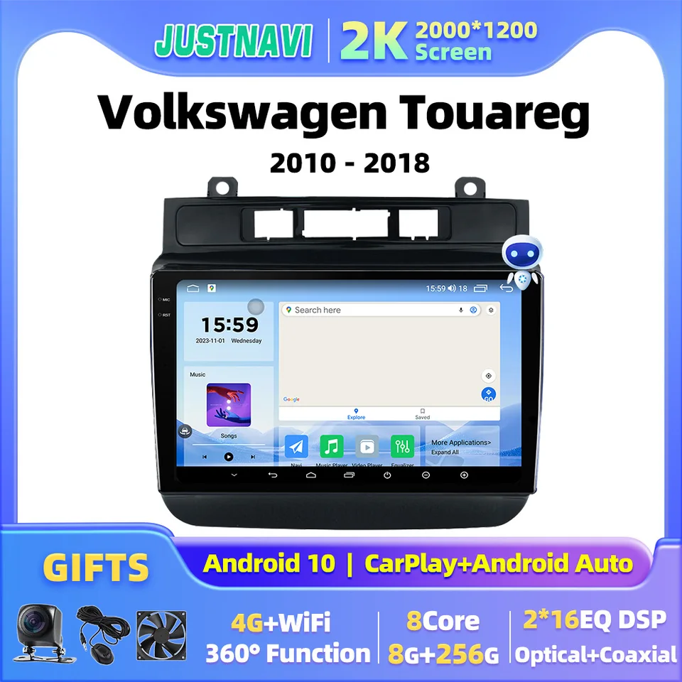 JURNAVI pre Volkswagen Touareg 2010 - 2018 Wireless CarPlay Android Auto Radio Auto Multimedia video prehrávač 2DIN STEREO GPS NAVI