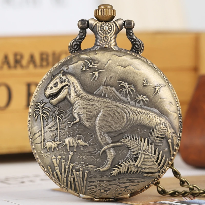 Jurský svet 3D dinosaurus Forest Quartz Pocket Watch náhrdelník divoké chránené zvieratá Dinosaurus Náhrdelník prívesok Souvesir Darček