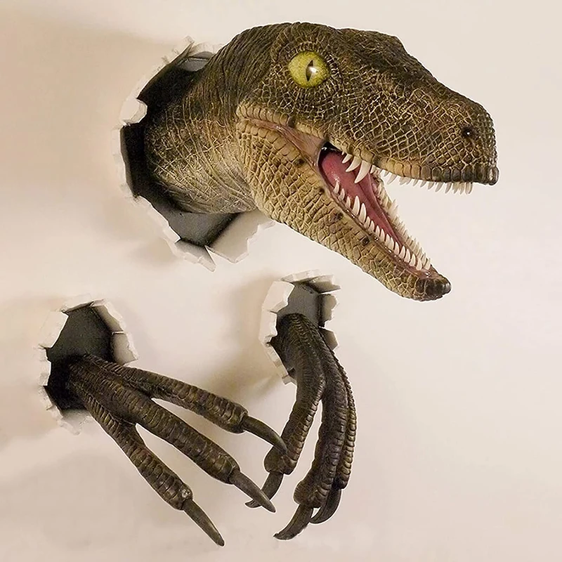 Jurský svet dinosaurus Wall Head Socha Busta Jurassic Velociraptor Dinosaur Head Wall zavesenie socha Art 3D socha