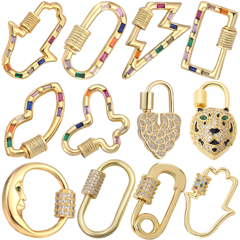 Juya ručne vyrábaný 18k skutočný zlatý dekoračný skrutkový zámky Carabiner Clasps Príslušenstvo pre DIY vyšívanie prívesok