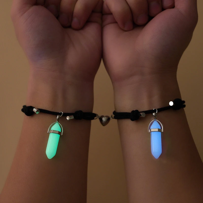 Jwer žiara v tmavom šesťuholníkovom páre magnetového náramku Crystal Noctilucent Pendant Love pár priateľských priateľov Darčeky šperky