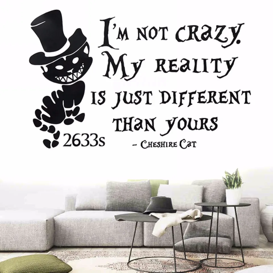 Jx-lclyl odnímateľná Alice v ríši divov Cheshire Cat Wall Stumpers Vinyl Oumal Home Decor