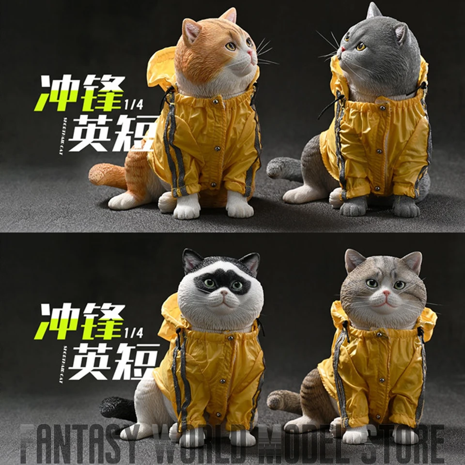 JXK CW2301 1/4 Sedenie pozície Anglicko Shorthair Cat Fashion Simulation Resin Pet Model 12 cm vysoký s vonkajšími bundami