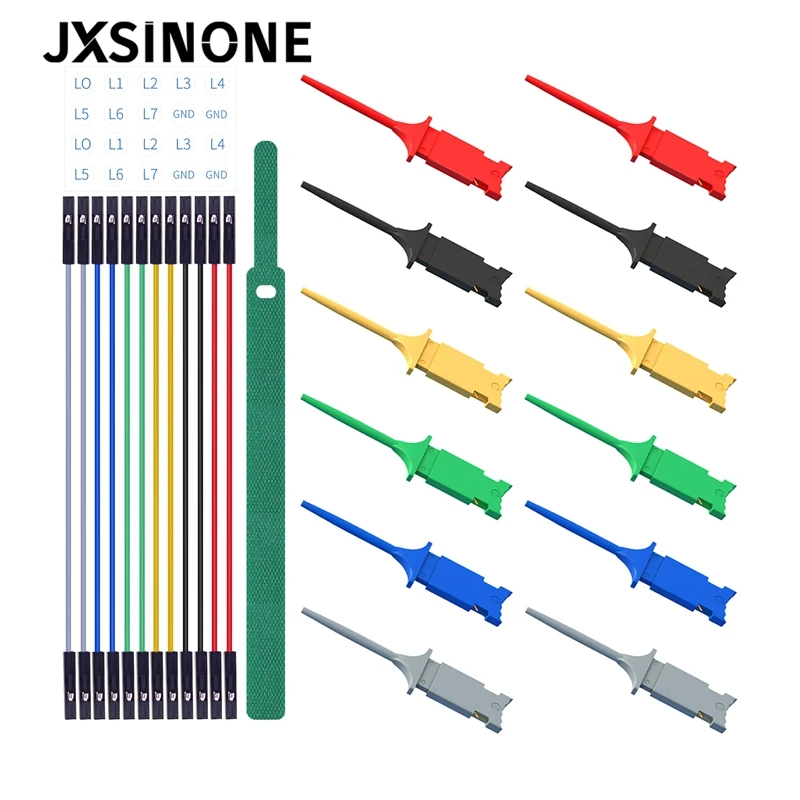 Jxsinone Mini Grabber SMD IC Test Hook Clips so silikónovým prepojkovým vodičom testovacia súprava pre elektrické testovanie 6 farieb
