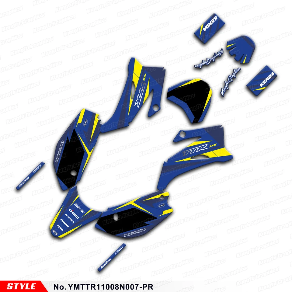 JY Racing Dirtbike Graphic Motocycle Sticker pre Yamaha TTR110 TTR 110 2008 2009-2020 21 22 23 24 25, prestavba, YMTTR11008N007-PR