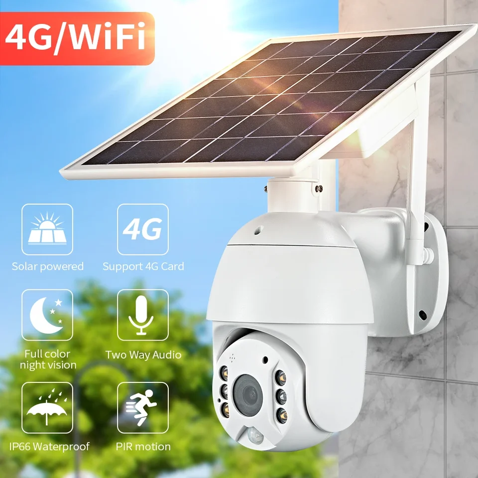 JYHC- Solárny panel Power CAMERA-CAMERA 1080P PLNEJ FARBORE NIGHT VISION MINI OUTDOOR PTZ batéria 4G fotoaparát