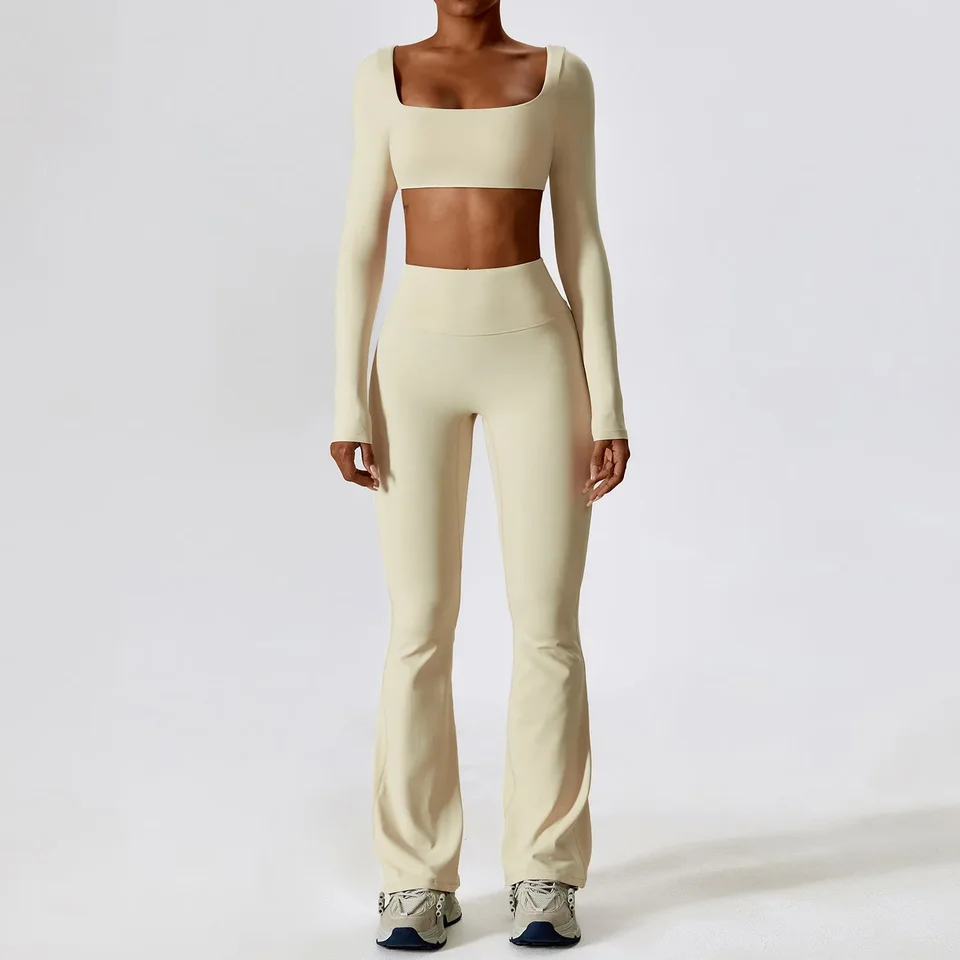 Jóga s dlhým rukávom Jóga Ženy bezšvové podprsenky Top s vysokým pásom leggingy Sport Sport Gym 2 -Piece Suits Workout Fitness Sportswear