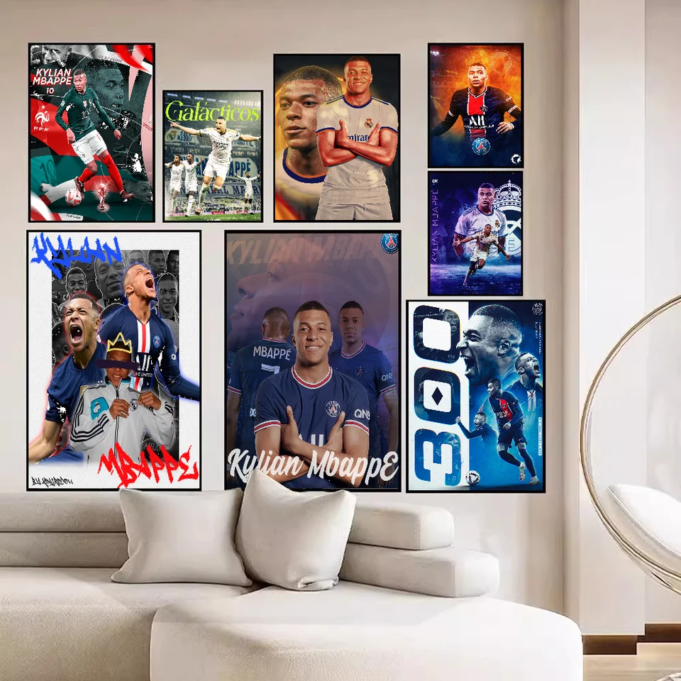 K-Kylian Futbalová hviezda M-Mbappe DIY Sticky Plagát Vintage Room Bar Cafe Decor Domovod