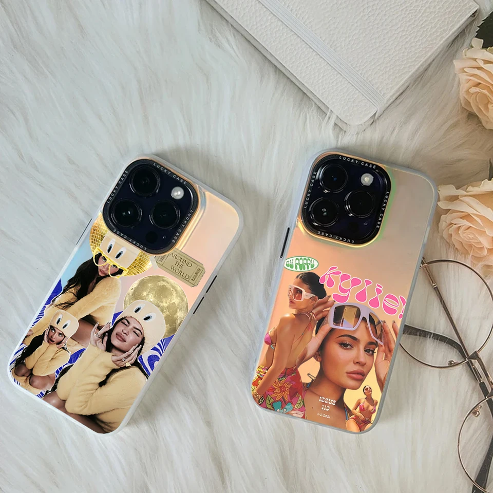 K-Kylie J-Jenner pre iPhone 16 15 14 13 12 11 Pro Max Plus IMD Chameleon Laser Phone Case