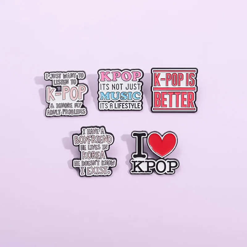 K-pop série smaltované špendlíky farebná anglická fráza Fashion Broš