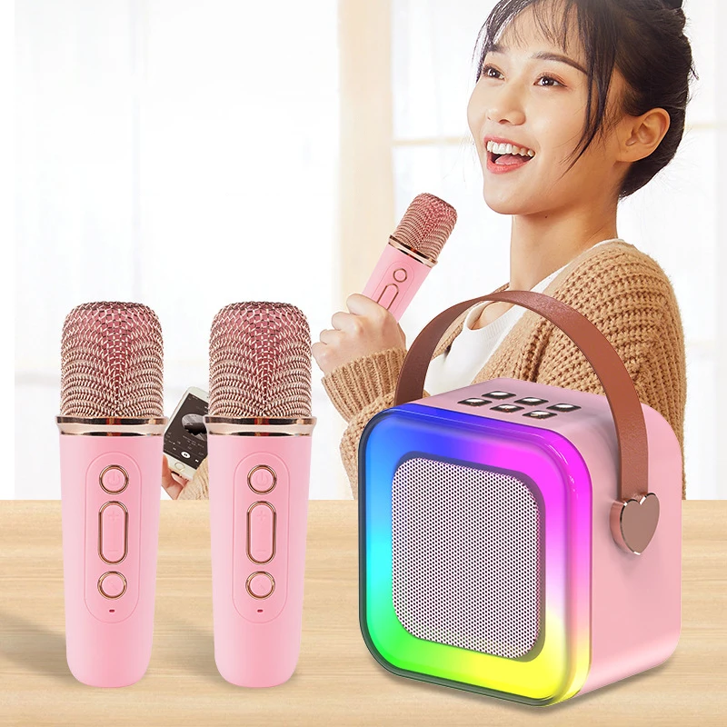 K12 Bluetooth Karaoke Machine Prenosný 5.3 PA reproduktorový systém s 2 bezdrôtovými mikrofónmi Domáca rodina Singing Kids Birthday Darčeky