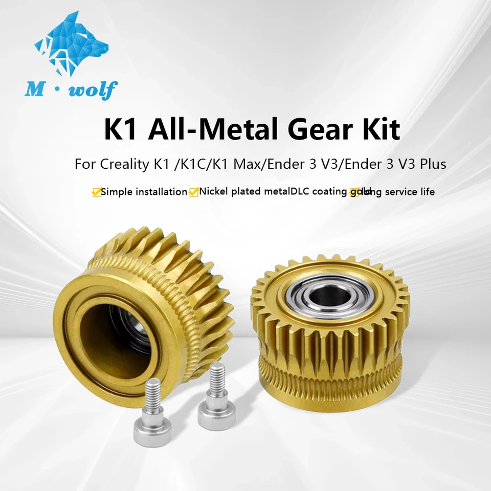 K1C Extruder K1 GRAR Všetky hnacie zariadenie kovového vlákna pre Creality K1 Max Extruder Nickel Panted DLC povlaky s vysokou tvrdosťou opotrebenie