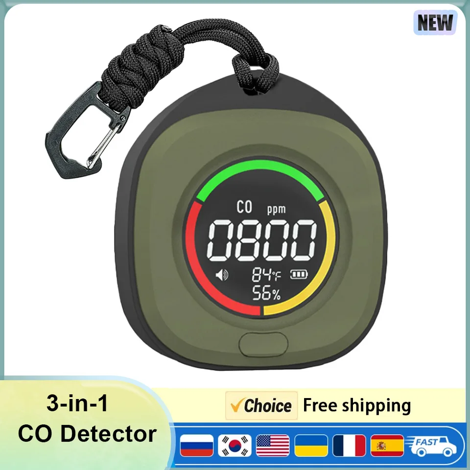 K5 3-v-1 Prenosný detektor oxidu uhoľnatého Co prenosný monitor HD LED obrazovky USB nabíjanie pre vnútorné a cestovanie
