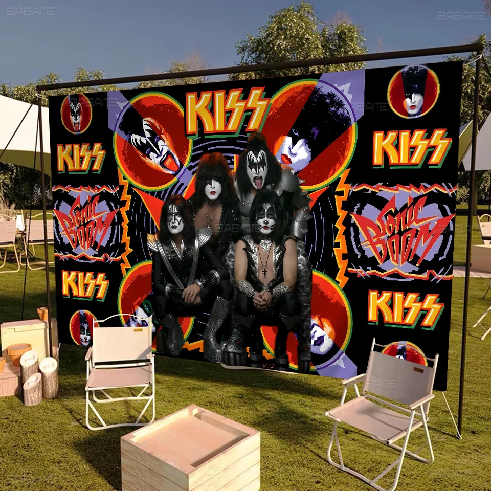 K_KISSA BAND MALÉ veľkosti roztlieskavačky Banner Ručne vytiahnuté vlajkové vlajky atmosféry vlajky