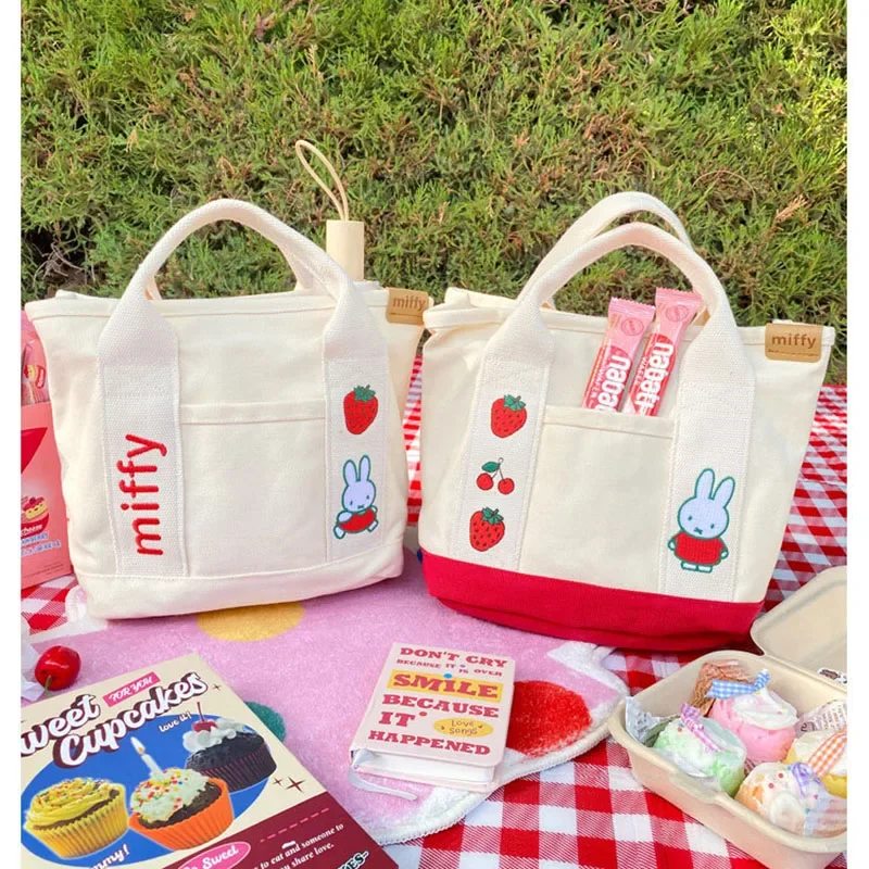 Kabelka Miffy, ktorá má prieležnú vrstvu prenosnú prenosnú pevnú farbu Krásne dievčatá Bento Lunch Box Canvas Darček choďte von