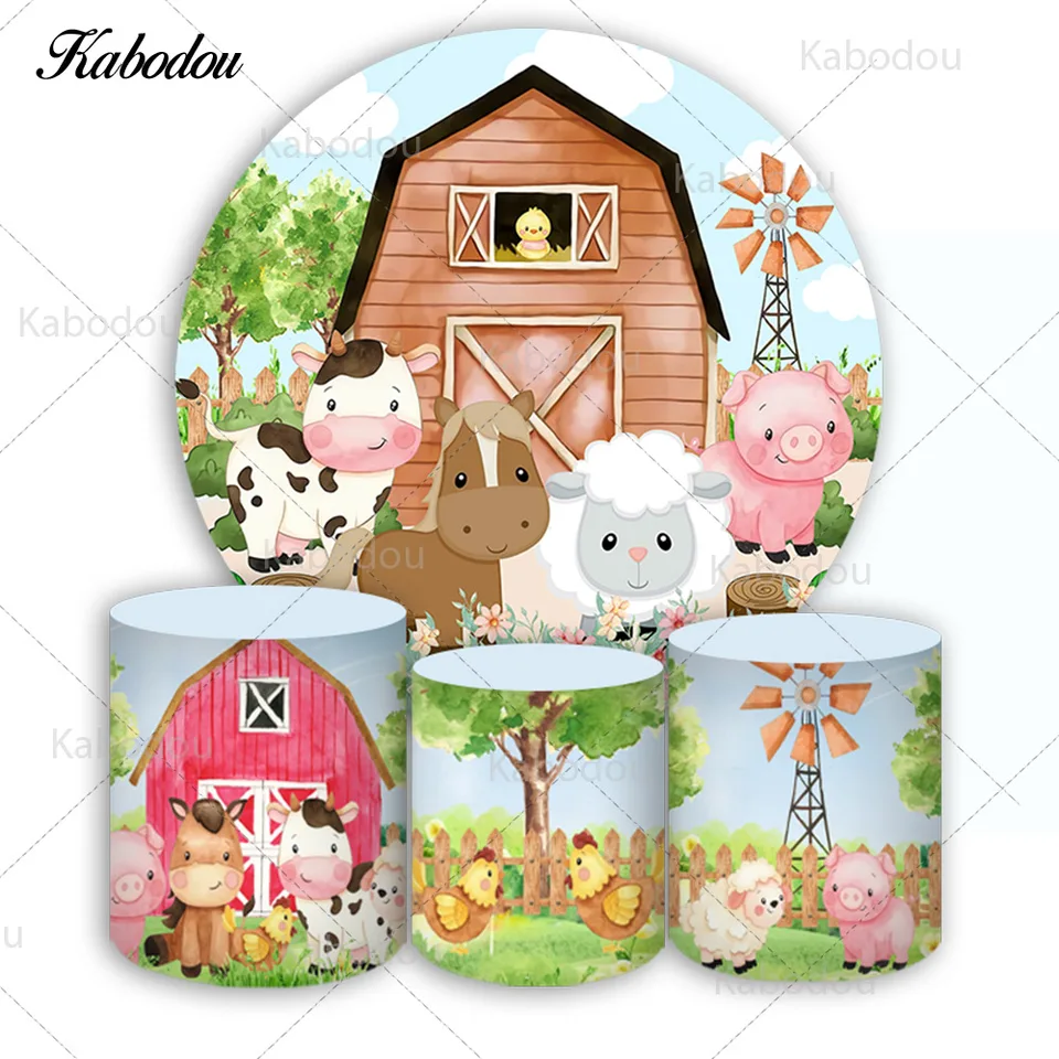 Kabodou Farm Theme Téma kruh Photo Pozadie narodeniny bábätká Karika