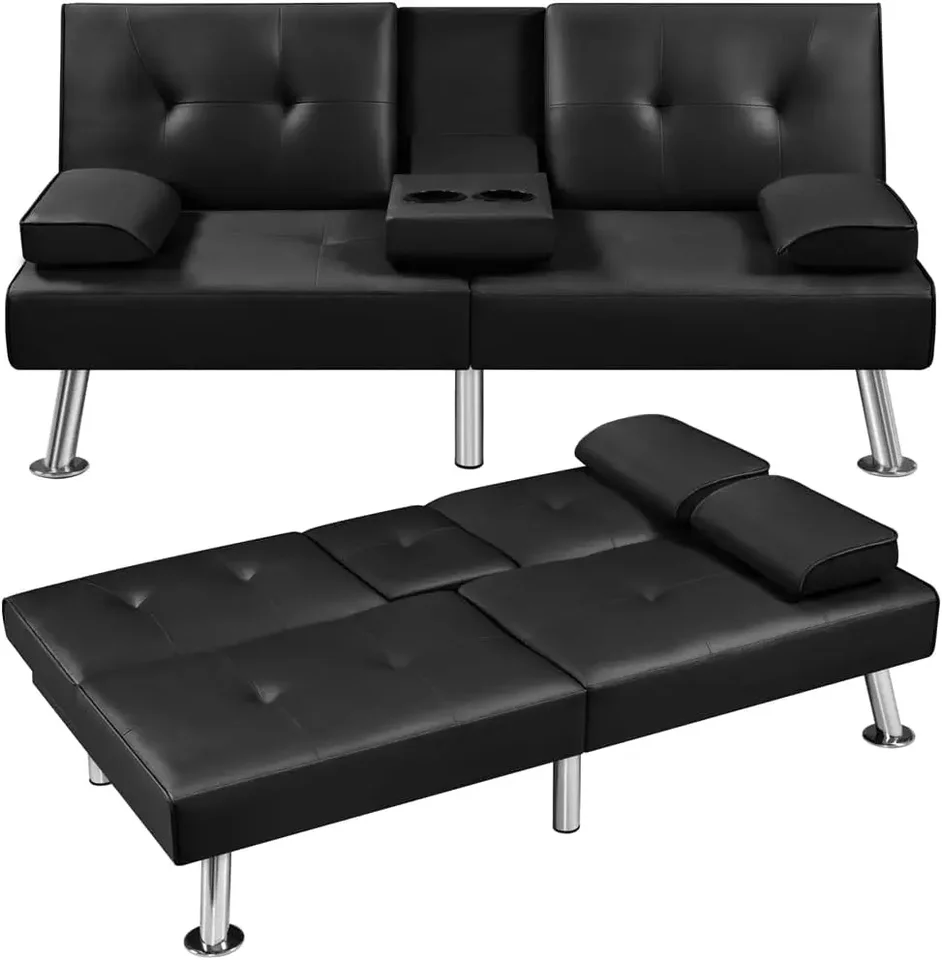 Kabrioleta pohovka na posteľ nastaviteľná gauč Sleeper Moderné faux kožené kreslo reverzibilné hosťa Loveseat Sklada