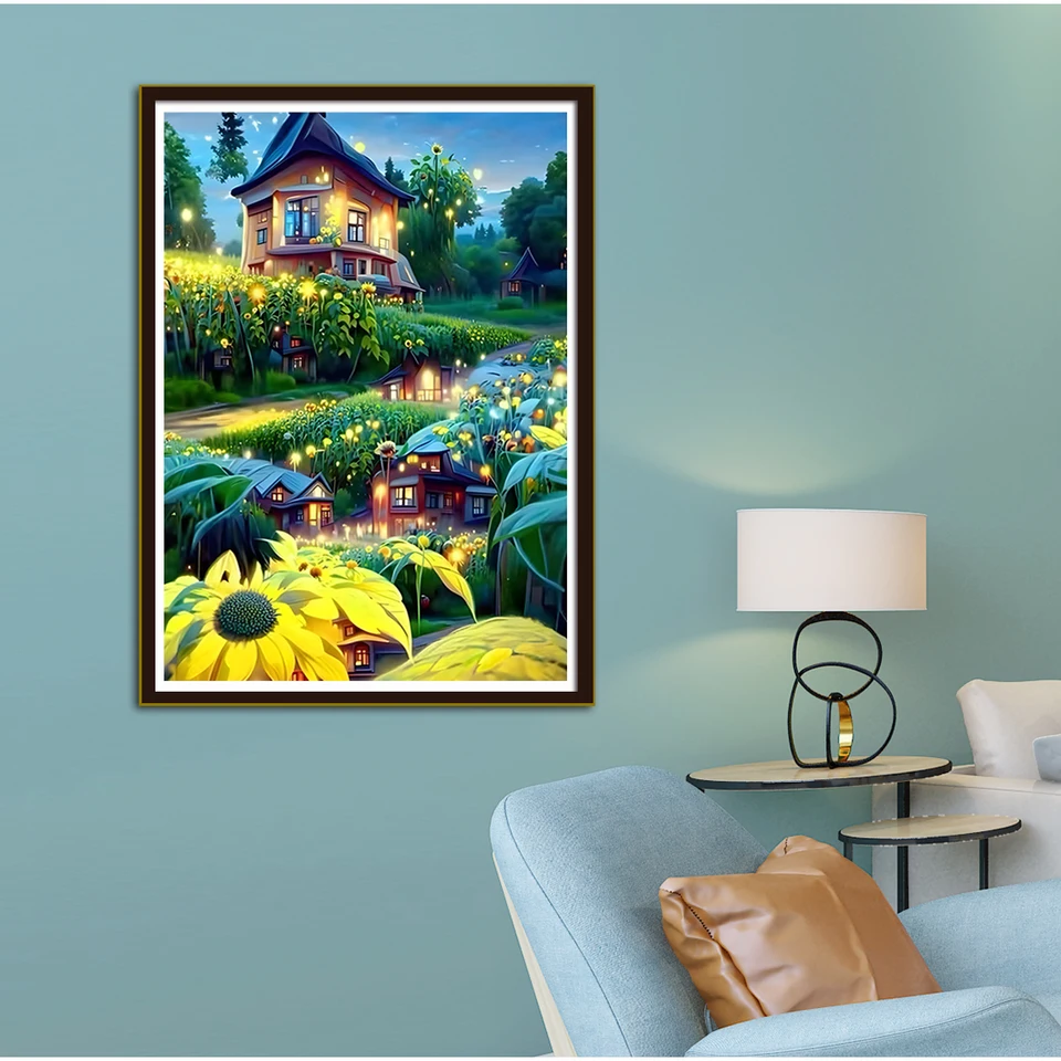 Kabína v lesoch scénický vzor krížových stehov súpravy DIY Set Home Decora