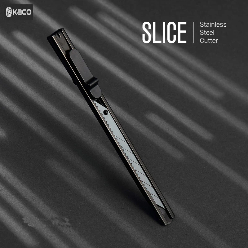 Kaco 9mm kovový nôž, nôž z nehrdzavejúcej ocele Vinyl Film Cutters Sharp 30 -stupňový uhol čiernych čepelí otvárač balíka