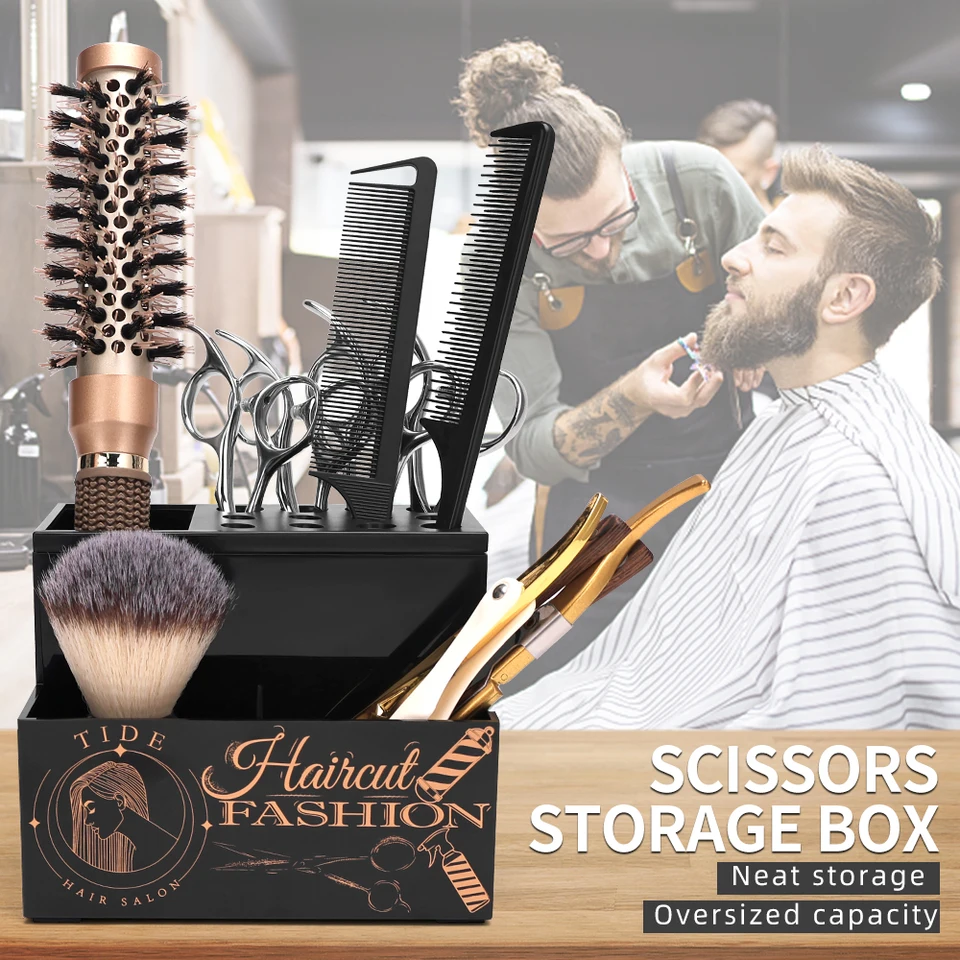 Kaderné náradie Skladovacia skrinka Odnímateľné vlasové nožnice Combs Clips Držiteľ pre holičstvo Haircut Nástroje Rack Domov Organizácia